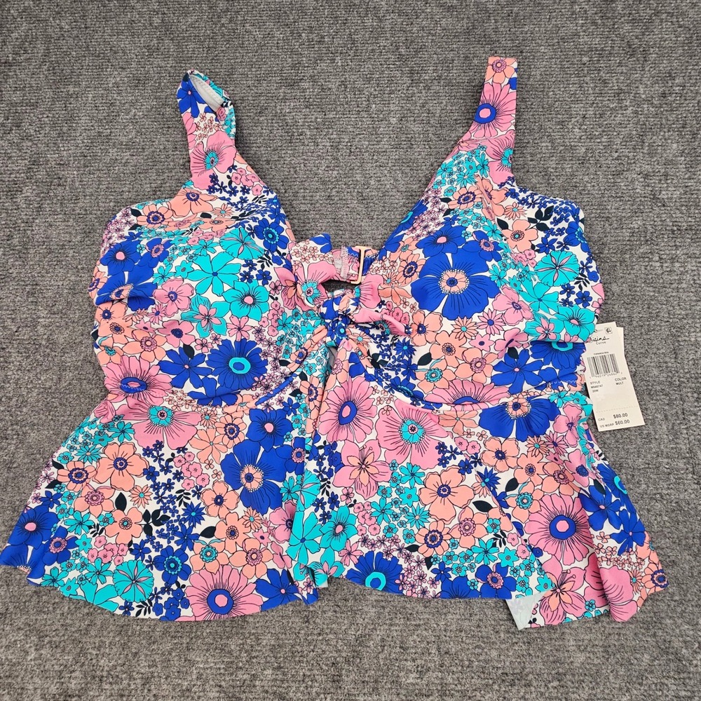 Raisins Curve Topanga Bra Swim Top Women 14W Multicolor Floral Underwire Tankini